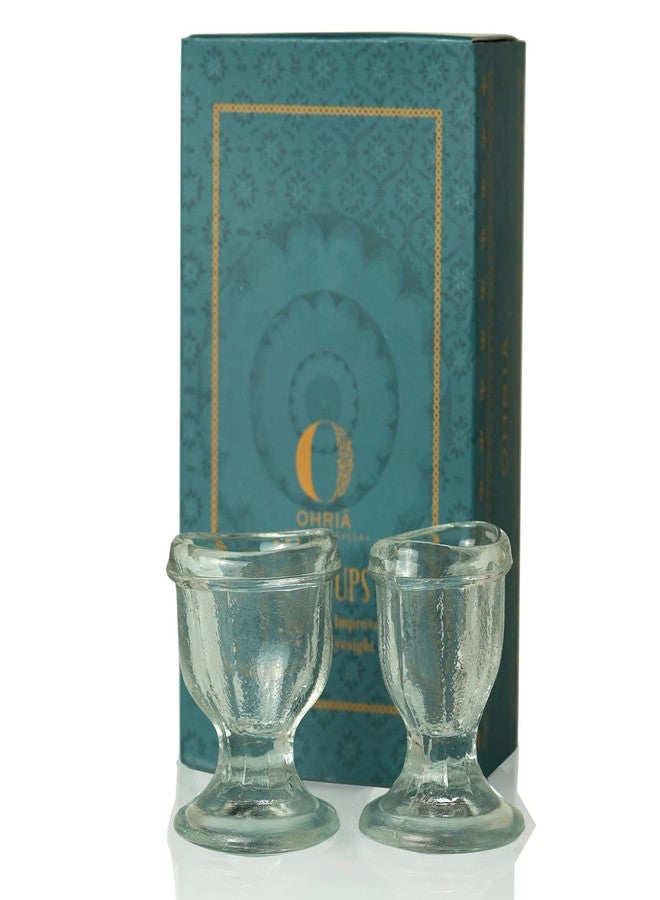 Ohria Ayurveda Glass Eye Wash Cups with Triphala Powder Sample | Helps to Keep Your Eyes Clean and Healthy | Rinses Out Dirt, Irritants, & Pollutants from Eyes (Set of 2) - Image 1
