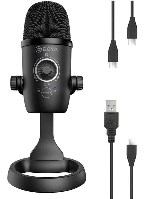 BOYA BY-CM5 Computer Microphone for PC & Mac, Condenser Desktop USB Gaming Mic for Recording, Streaming, Podcast, Twitch, YouTube, Android | USB Type C Plug and Play | Monitoring & Gain Control