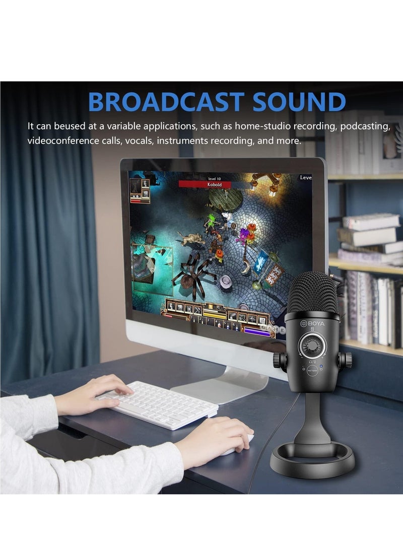 BOYA - BOYA BY-CM5 Computer Microphone for PC & Mac, Condenser Desktop USB Gaming Mic for Recording, Streaming, Podcast, Twitch, YouTube, Android | USB Type C Plug and Play | Monitoring & Gain Control - Image 1