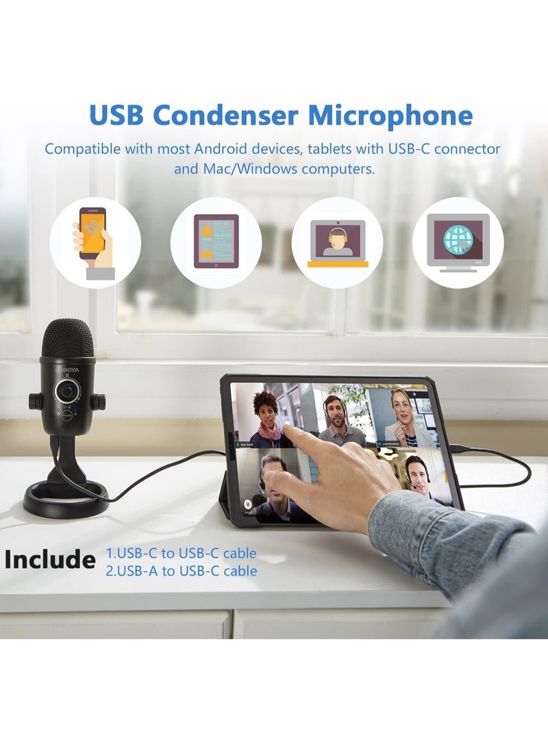 BOYA - BOYA BY-CM5 Computer Microphone for PC & Mac, Condenser Desktop USB Gaming Mic for Recording, Streaming, Podcast, Twitch, YouTube, Android | USB Type C Plug and Play | Monitoring & Gain Control - Image 1