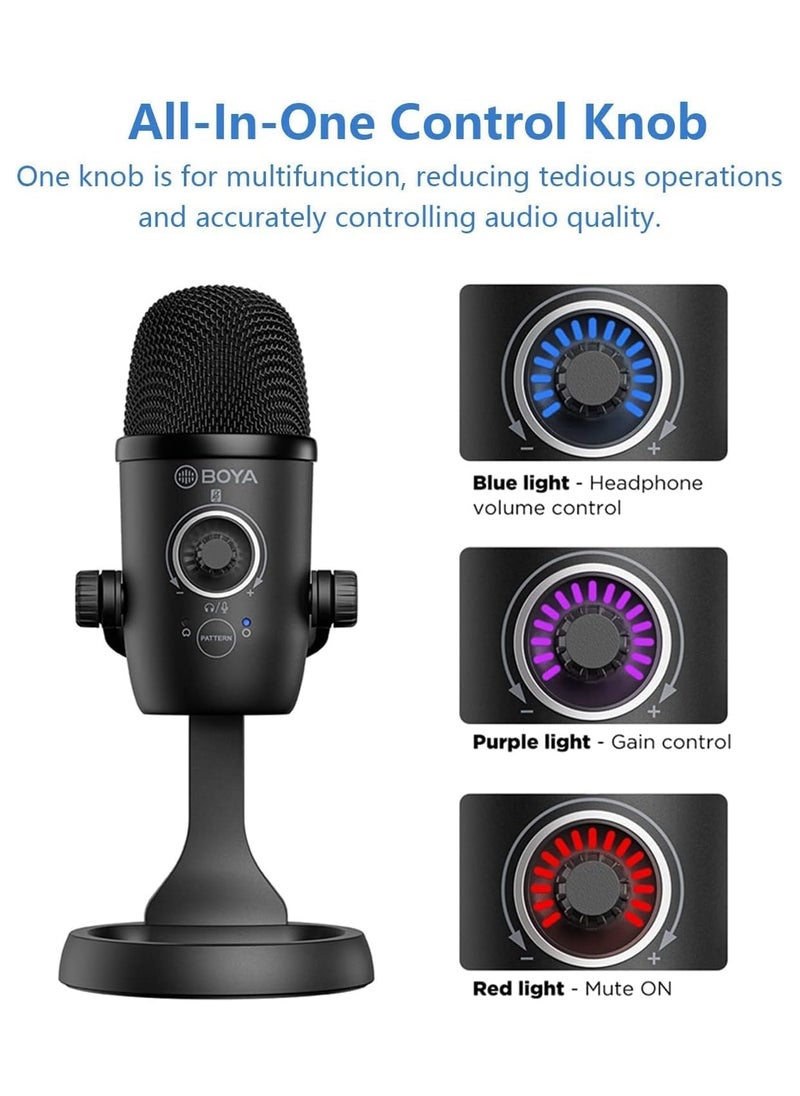 BOYA - BOYA BY-CM5 Computer Microphone for PC & Mac, Condenser Desktop USB Gaming Mic for Recording, Streaming, Podcast, Twitch, YouTube, Android | USB Type C Plug and Play | Monitoring & Gain Control - Image 1