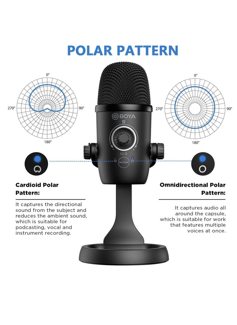 BOYA - BOYA BY-CM5 Computer Microphone for PC & Mac, Condenser Desktop USB Gaming Mic for Recording, Streaming, Podcast, Twitch, YouTube, Android | USB Type C Plug and Play | Monitoring & Gain Control - Image 1