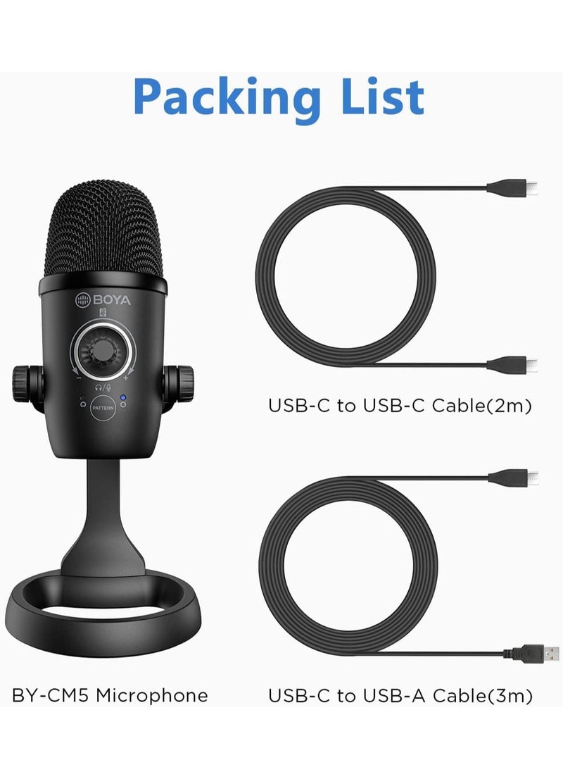 BOYA - BOYA BY-CM5 Computer Microphone for PC & Mac, Condenser Desktop USB Gaming Mic for Recording, Streaming, Podcast, Twitch, YouTube, Android | USB Type C Plug and Play | Monitoring & Gain Control - Image 1