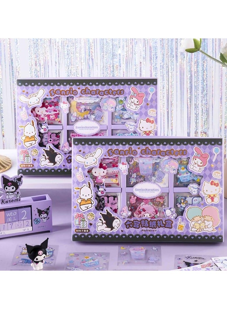 60 Sheets Cute Anime Girl Stickers, Vinyl Cartoon Aesthetic Decorative Sticker Set, Ideal for Scrapbooking, Journaling, Laptops, and Room Decoration