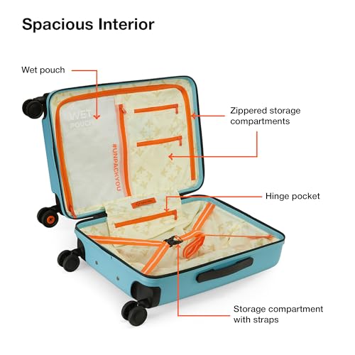 Nasher Miles Zanzibar TSA Lock Hard-Sided Polycarbonate 8 Wheels Double Spinner Cabin Luggage Yellow Blue 20 inch |55cm Trolley Bag| Suitcase,Small - Image 5