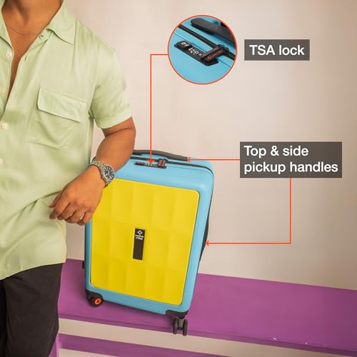Nasher Miles Zanzibar TSA Lock Hard-Sided Polycarbonate 8 Wheels Double Spinner Cabin Luggage Yellow Blue 20 inch |55cm Trolley Bag| Suitcase,Small - Image 3