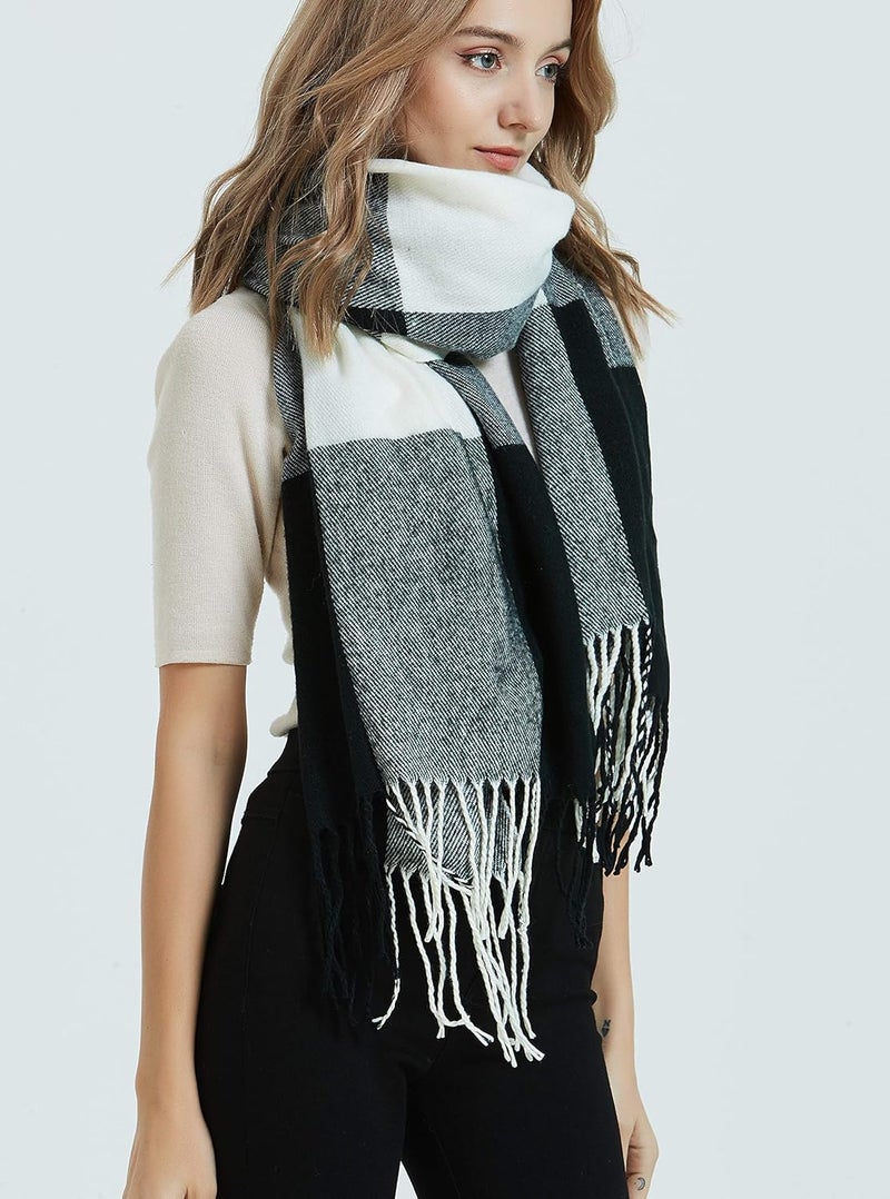 Wander Agio Women's Fashion Long Shawl Big Grid Winter Warm Lattice Large Scarf - Image 4