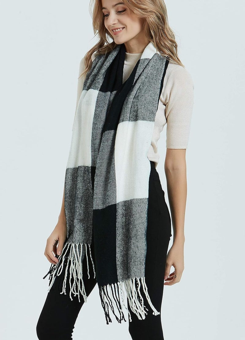Wander Agio Women's Fashion Long Shawl Big Grid Winter Warm Lattice Large Scarf - Image 3