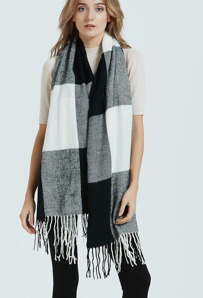 Wander Agio Women's Fashion Long Shawl Big Grid Winter Warm Lattice Large Scarf - Image 2