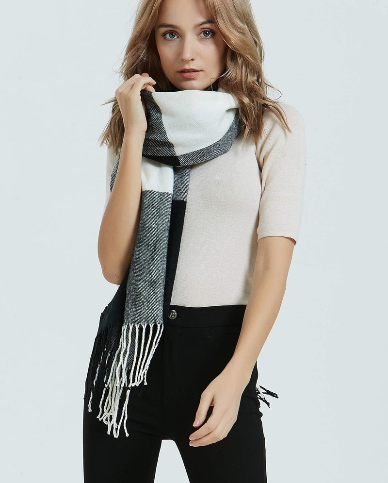 Wander Agio Women's Fashion Long Shawl Big Grid Winter Warm Lattice Large Scarf - Image 5