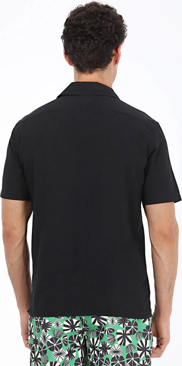 Kip Black Patterned Regular Fit Woven Casual 100% Cotton Shirt