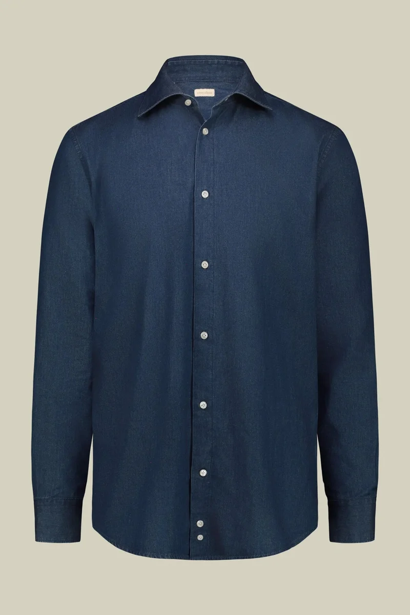 دوبل غانغر Men's 100% cotton slim fit denim shirt - Denim