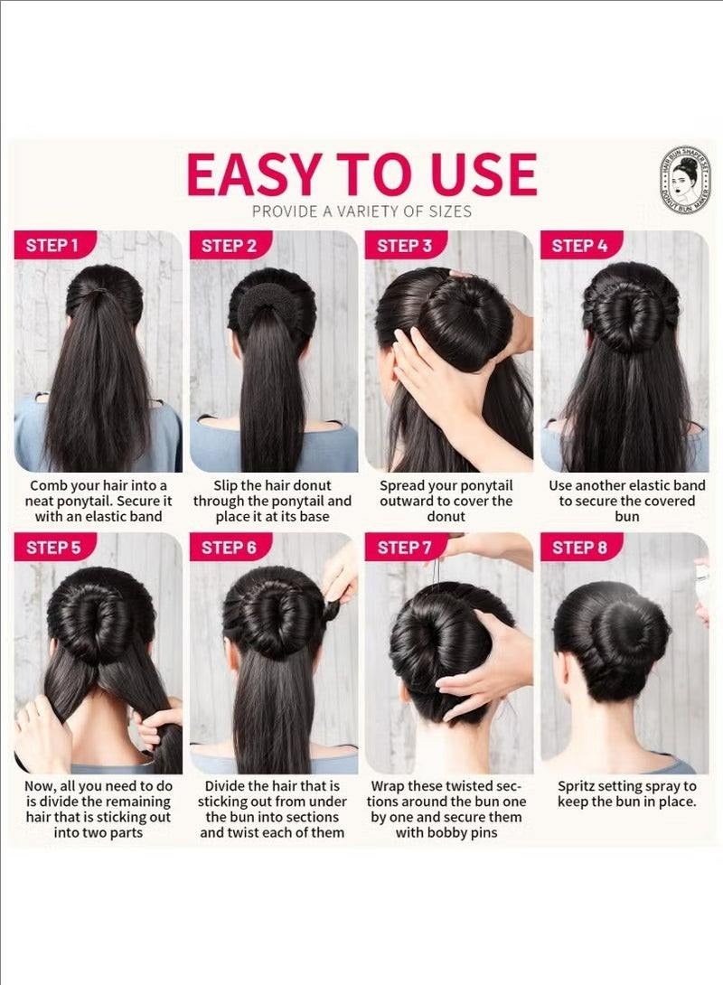 daydayup 7-piece party decoration set, including 5 hair bands and 20 hairpins, featuring a donut design, suitable for ballet or Halloween party decorations (2 small, 2 medium, 2 large, 1 extra large) in black - Image 5