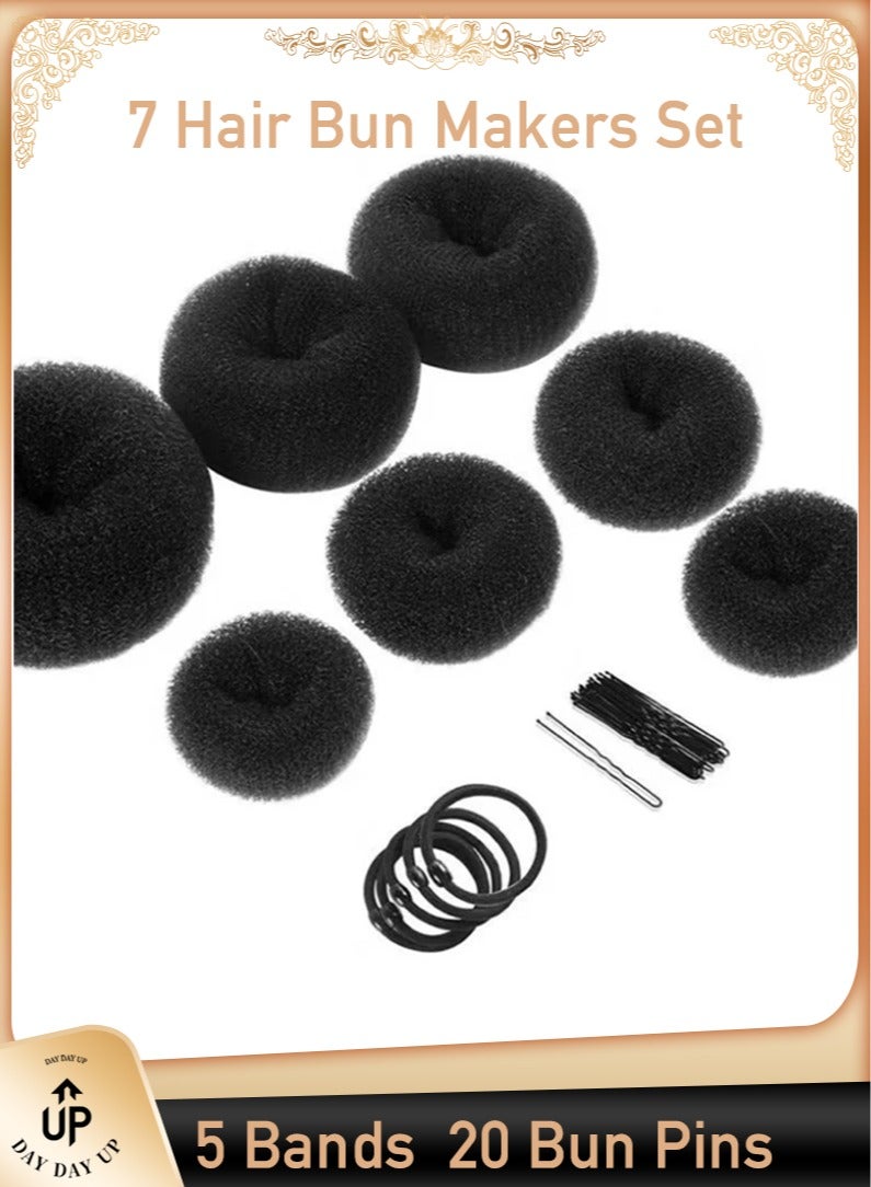 daydayup 7-piece party decoration set, including 5 hair bands and 20 hairpins, featuring a donut design, suitable for ballet or Halloween party decorations (2 small, 2 medium, 2 large, 1 extra large) in black - Image 1