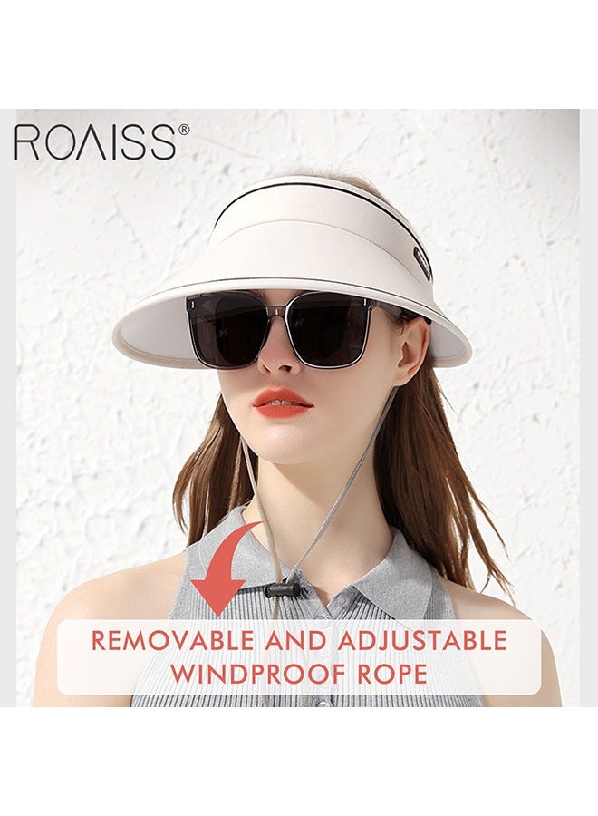 roaiss 2-Piece Women's Sun Protection Caps Widened Brim Headless Outdoor Hat Adjustable And Foldable Storage  - Image 3