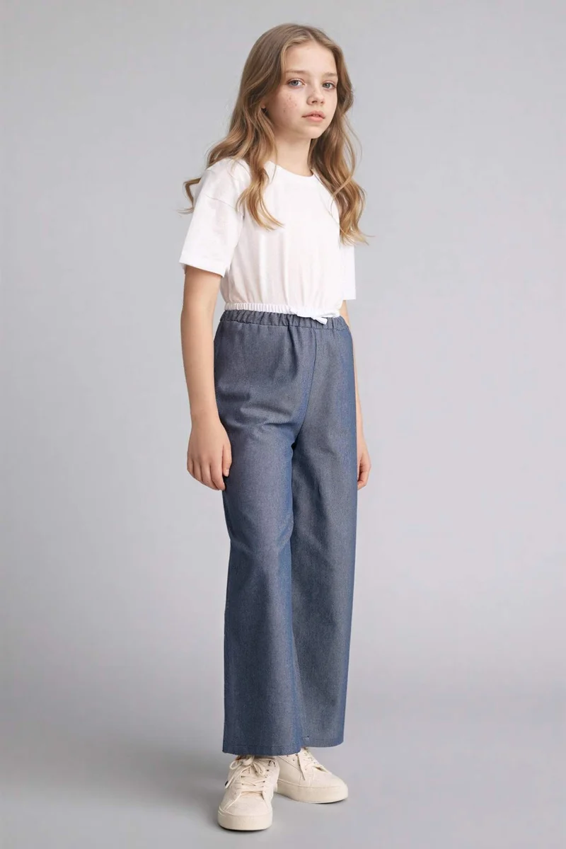 DeFacto Girl Wide Leg Denim Look Trousers