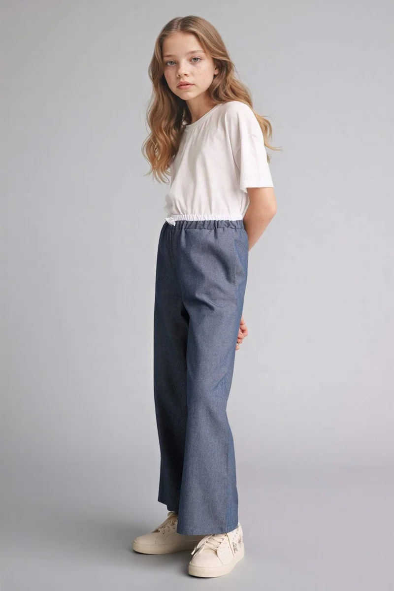 DeFacto Girl Wide Leg Denim Look Trousers