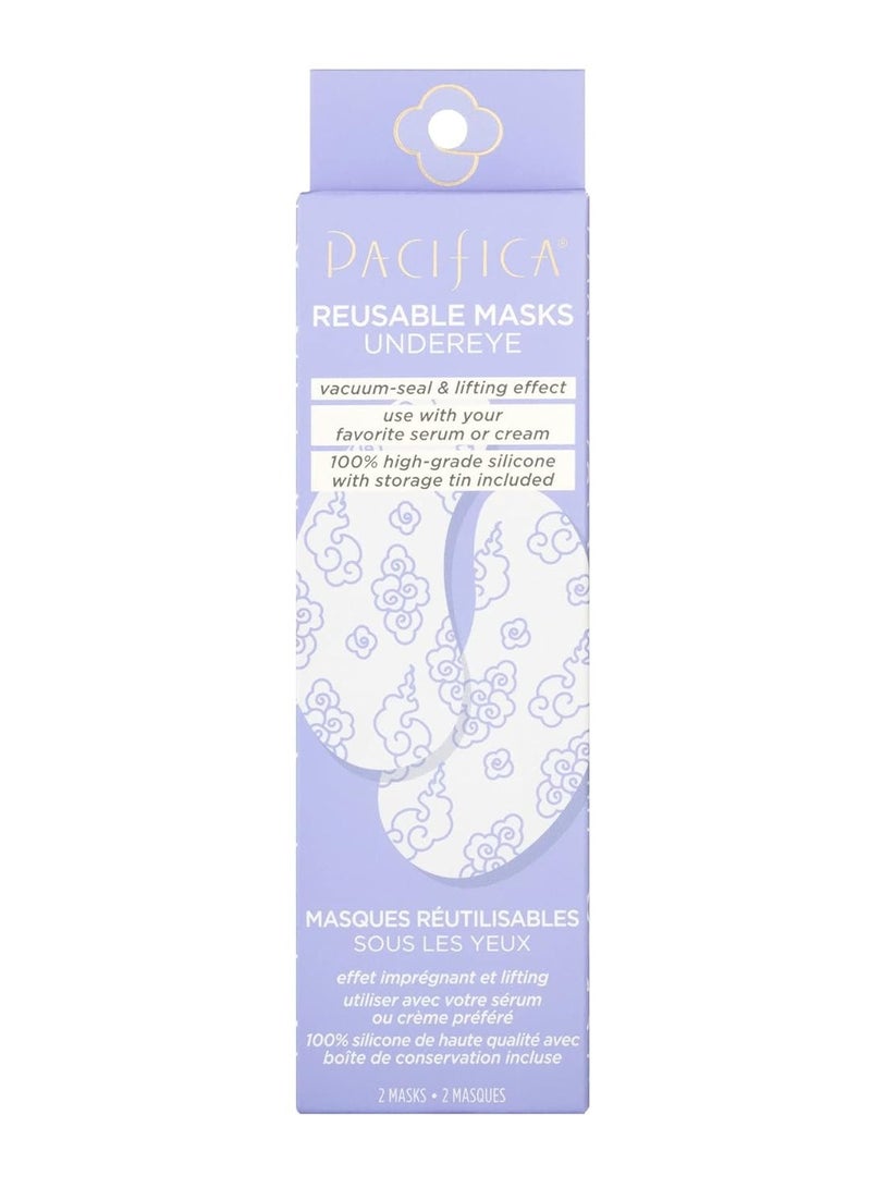 Pacifica Pacifica Reusable Mask – Under Eye Mask Silicone Face Mask for Fine Lines & Dark Circles, Pair with Serum, Storage Tin Included, Vegan & Cruelty-Free, 2 Pieces  - Image 1