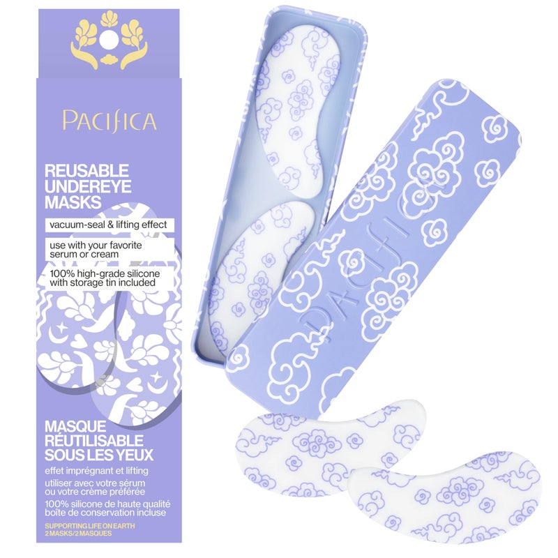 Pacifica Reusable Mask â€“ Under Eye Mask Silicone Face Mask for Fine Lines & Dark Circles, Pair with Serum, Storage Tin Included, Vegan & Cruelty-Free, 2 Pieces - Image 3