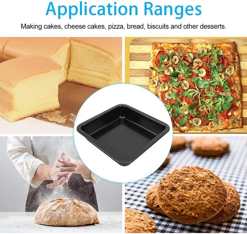 comfrt 2pcs Square Baking Pan, Non‑stick Carbon Steel Cheesecake Brownie Baking Mould for Home Kitchen Oven, 8.9 x 8.9 in - Image 5