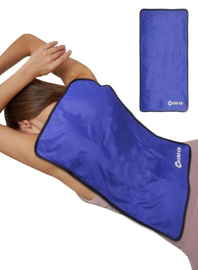 WORLD-BIO Extra Large Ice Pack for Injuries Reusable, Physical Therapy Cold Pack w/2 Straps for Full Back Knee Pain Relief, Hot Cold Compress Gel Ice Wrap for Swelling, Bruises, Large Ice Pad 23.2" x 14.5" Blue - Image 1