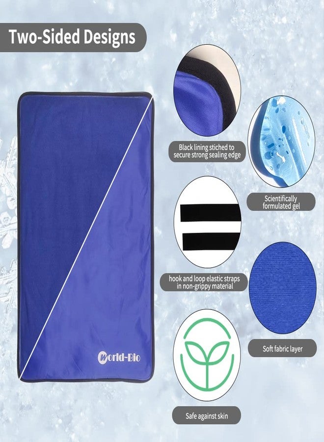 WORLD-BIO Extra Large Ice Pack for Injuries Reusable, Physical Therapy Cold Pack w/2 Straps for Full Back Knee Pain Relief, Hot Cold Compress Gel Ice Wrap for Swelling, Bruises, Large Ice Pad 23.2" x 14.5" Blue - Image 4