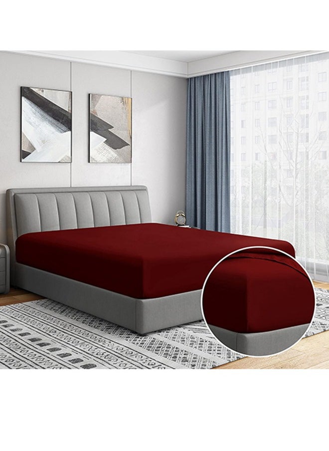 snooze - Fitted bed sheet set 3Pcs, 180*200 cm, Dark red - Image 1