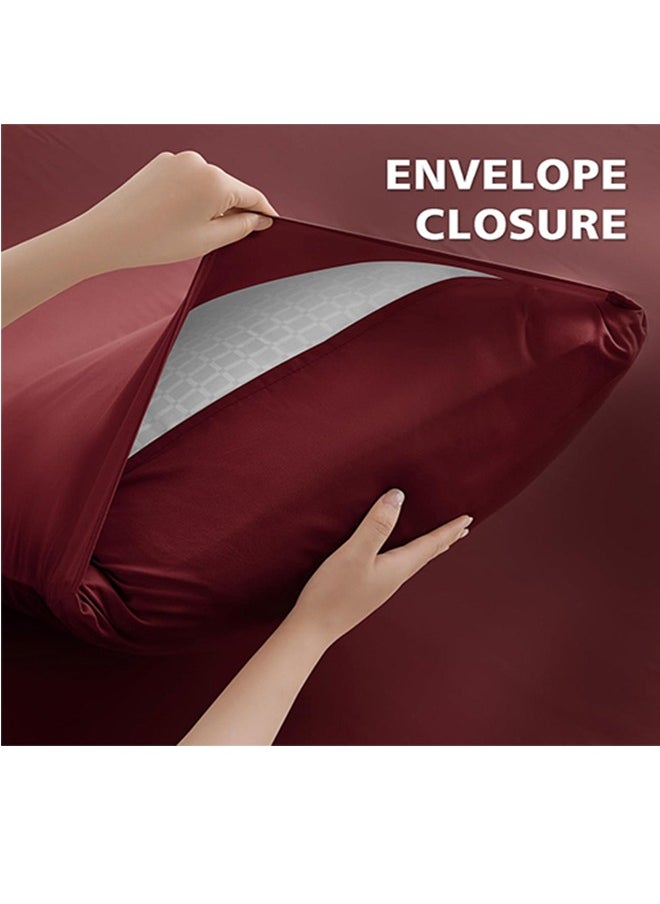 snooze - Fitted bed sheet set 3Pcs, 180*200 cm, Dark red - Image 1