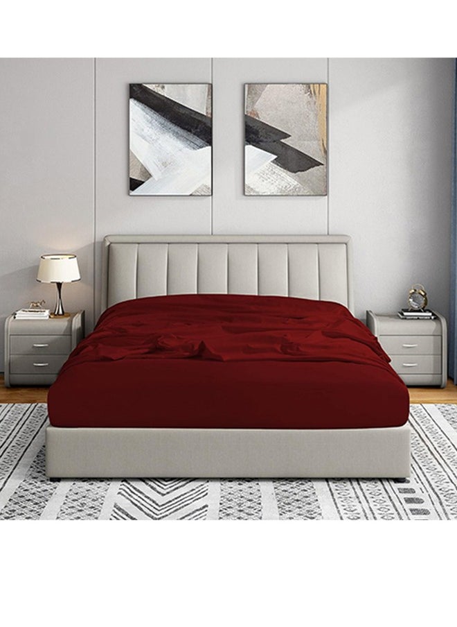 snooze - Fitted bed sheet set 3Pcs, 180*200 cm, Dark red - Image 1