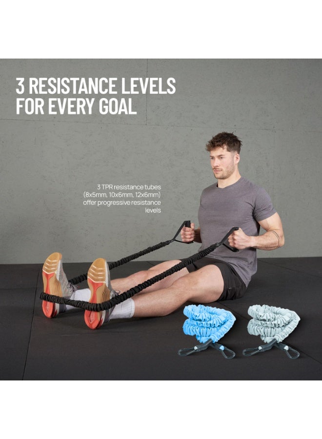 أكسوكس مجموعة تدريب المقاومة من Axox Fitness، قضيب رغوي قابل للفصل، 3 أنابيب TPR، مقابض قابلة للتعديل ومرساة باب. قوة الجسم بالكامل، المرونة والحركة للمنزل والسفر والمكتب - Image 2