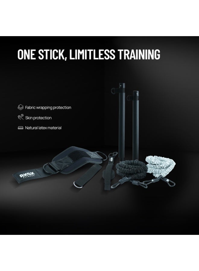 أكسوكس مجموعة تدريب المقاومة من Axox Fitness، قضيب رغوي قابل للفصل، 3 أنابيب TPR، مقابض قابلة للتعديل ومرساة باب. قوة الجسم بالكامل، المرونة والحركة للمنزل والسفر والمكتب - Image 4