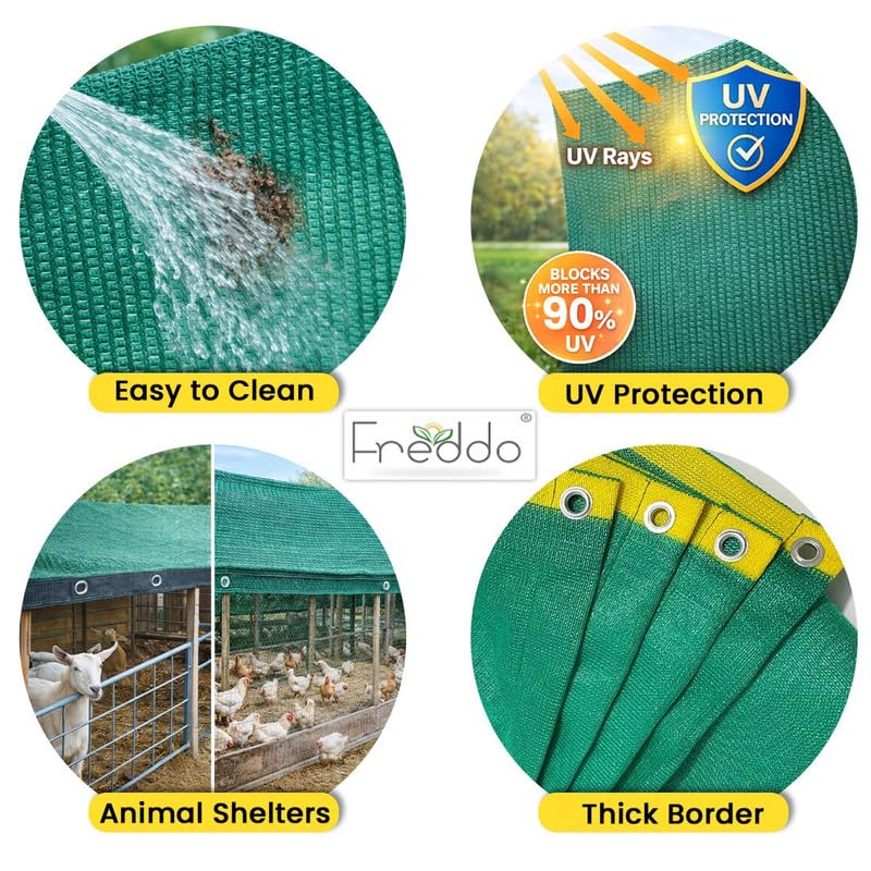 FREDDO Multipurpose HDPE Shade Net/Agro Net/Green Mesh for Balcony, Plants, Fencing, Terrace & Garden/Durable/Heavy Duty/UV Stabilized 90% Sun Protection (Green Color) (10 ft x 15 ft) - Image 4