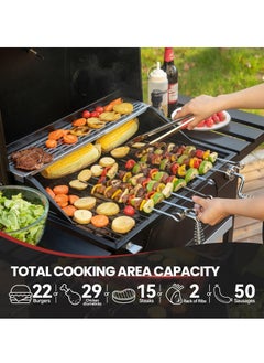 Generic Charcoal Grill, Portable Grill, Multifunctional barbeque Grill with Wheels, Handle, Bottle Opener and Side Table for Picnic Terrace Garden Cooking and Grilling, Black  - Image 2