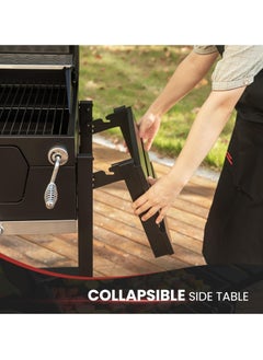 Generic Charcoal Grill, Portable Grill, Multifunctional barbeque Grill with Wheels, Handle, Bottle Opener and Side Table for Picnic Terrace Garden Cooking and Grilling, Black  - Image 4