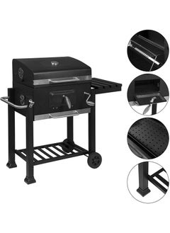 Charcoal Grill, Portable Grill, Multifunctional barbeque Grill with Wheels, Handle, Bottle Opener and Side Table for Picnic Terrace Garden Cooking and Grilling, Black - pzsku/ZC34D8996FCF67397F8FAZ/45/_/1737208490/76233248-401c-4361-9625-86e8ba4db4e2