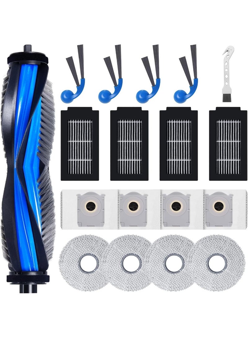 18 pieces of accessories for Ecovacs Deebot T30C Omni Suction robot spare parts, 1 roller brush, 4 HEPA filters, 4 wipes, 4 dust bags, 4 side brushes, 1 cleaning brush - Image 1