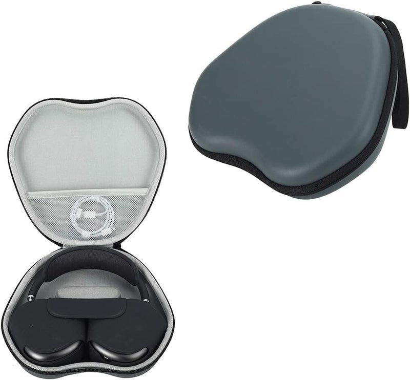 SWIUKPHE حقيبة صلبة لسماعات Airpods Max، حقيبة حمل محمولة للتخزين والسفر، غطاء حماية من الصدمات من الجلد الصناعي الفاخر وEVA للسماعات اللاسلكية (رمادي) - Image 1