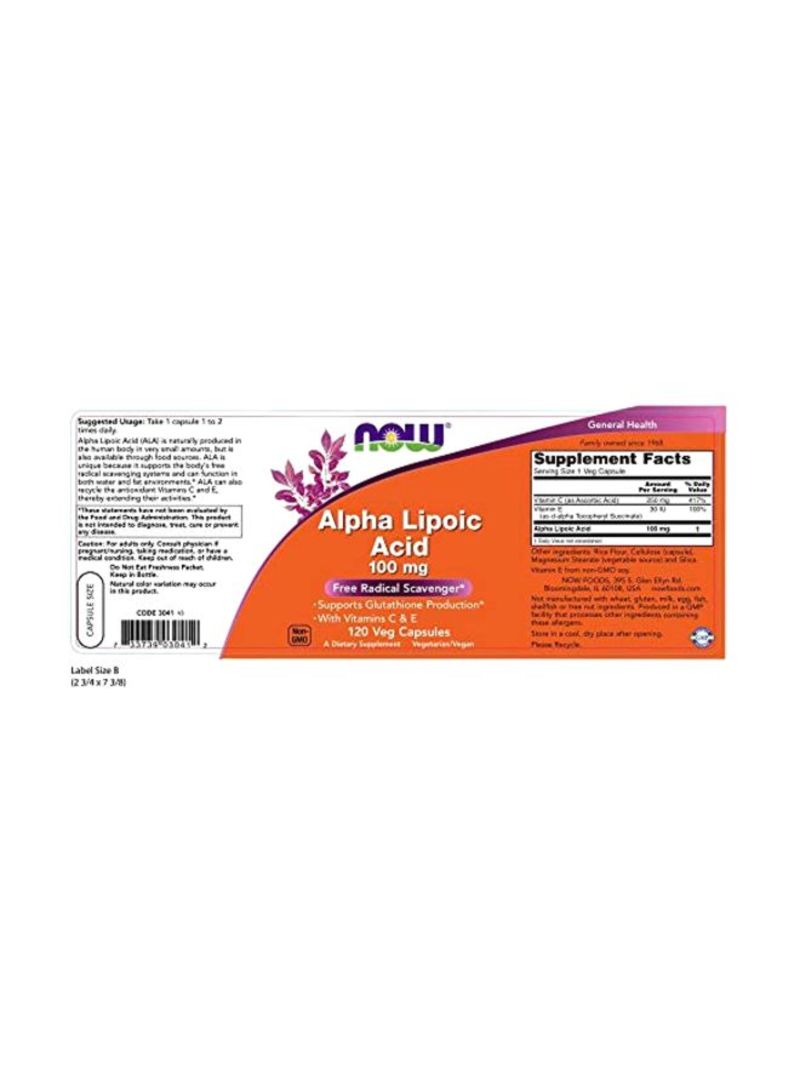 Now Foods Alpha Lipoic Acid , 100 mg, 120 Veg Capsules - Image 2