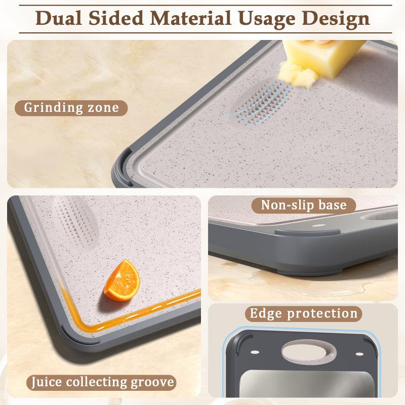 GUANCI Cutting Board for Kitchen Double Sided 304 Stainless Steel Chopping Board Food-Grade Stainless Steel and Wheat Straw PP Samll Size 14â€™â€™Ã—9.6â€™â€™ Easy to Clean - Image 5