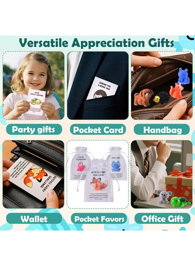 PAPPYN-A 30 Sets Employee Appreciation Gifts Bulk for Coworkers Team Staff Thank You Gifts Organza Bags Back to School Resin Animal Pun Inspirational Note Cards for Office Teacher Volunteer Nurse - Image 4