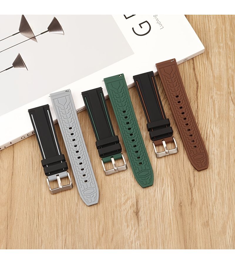 Grey Soft Sport Quick Release Silicone Watch Band 22mm Men Women Casual Smartwatch Strap - Image 4