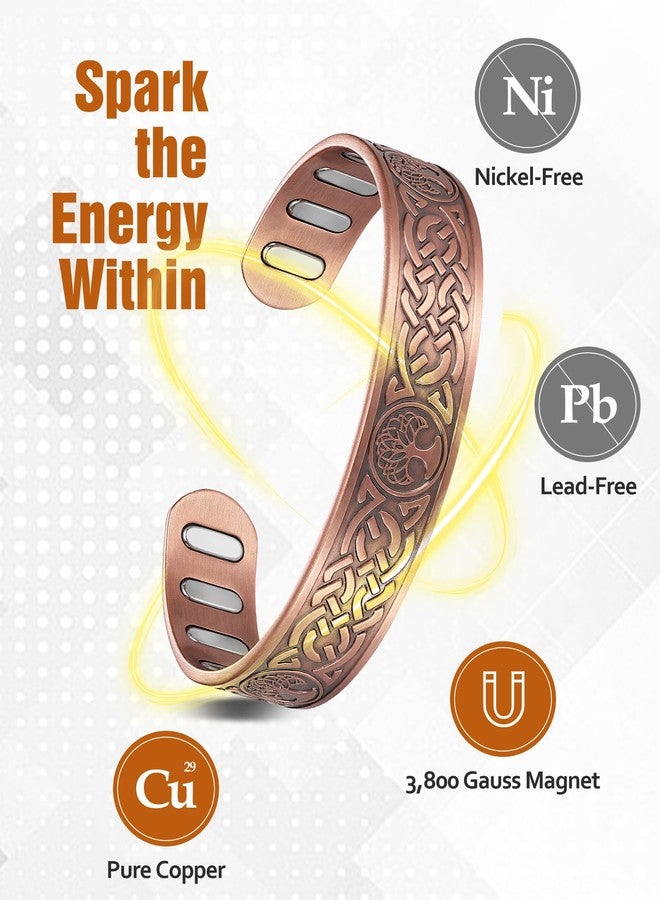 Jecanori Copper Magnetic Bracelets for Men and Women-Upgraded Oval Magnets-Adjustable Cuff Bangles - Image 2
