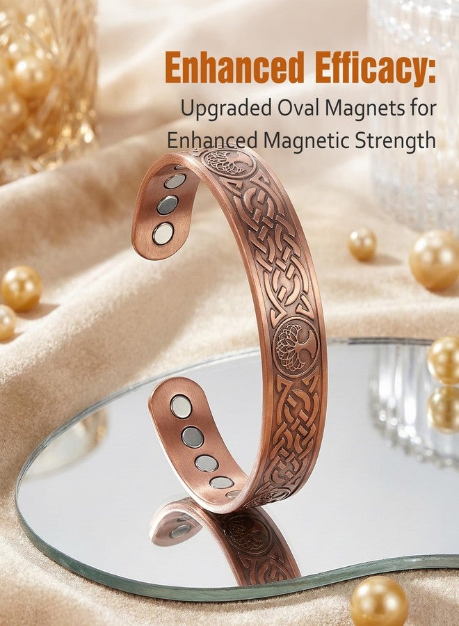 Jecanori Copper Magnetic Bracelets for Men and Women-Upgraded Oval Magnets-Adjustable Cuff Bangles - Image 3