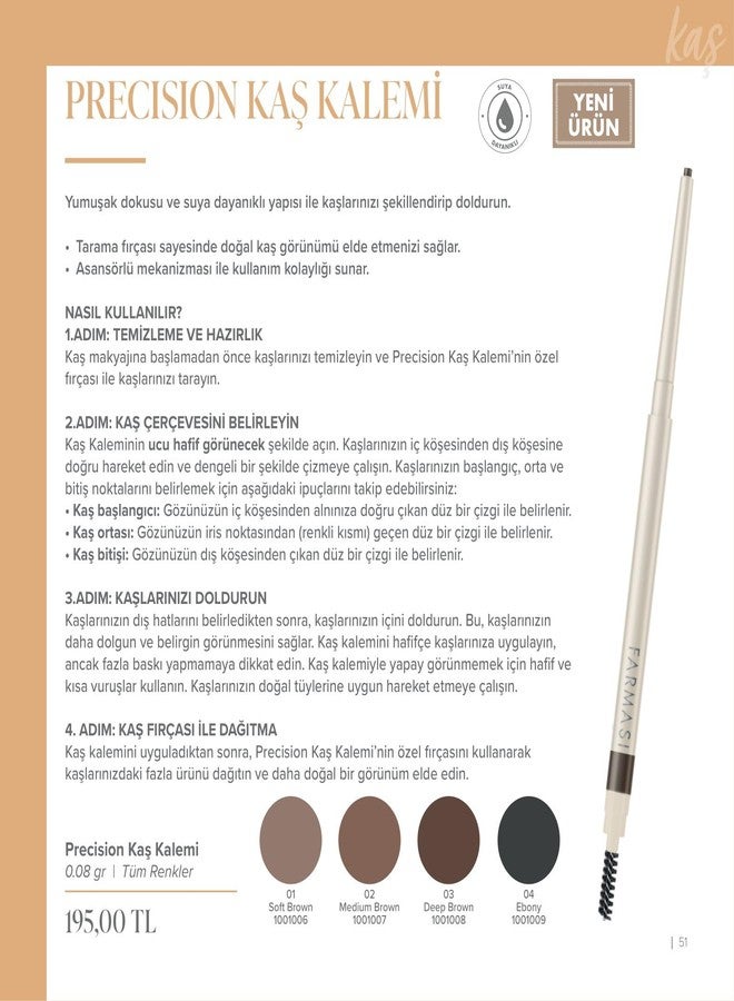 FARMASi Mechanical eyebrow pencil with brush, Deep Brown - Smudge-Proof Long-Lasting Mechanical Eyebrow Enhancer for Natural-Looking Brows (Ebony, 0.0027 oz) - Image 2