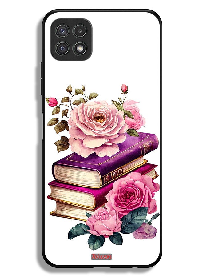 Tolwak Samsung Galaxy A22 5G Protective Case Cover Roses And Books - Image 1