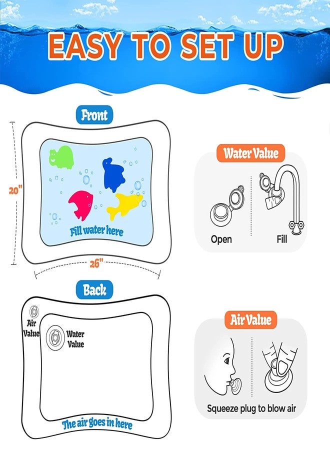URM بساط لعب مائي للأطفال من شركة URM Enterprises، مقاوم للماء وقابل للنفخ، مناسب للعب على البطن، مركز أنشطة ترفيهية، بساط لعب مائي داخلي وخارجي للأطفال - Image 5