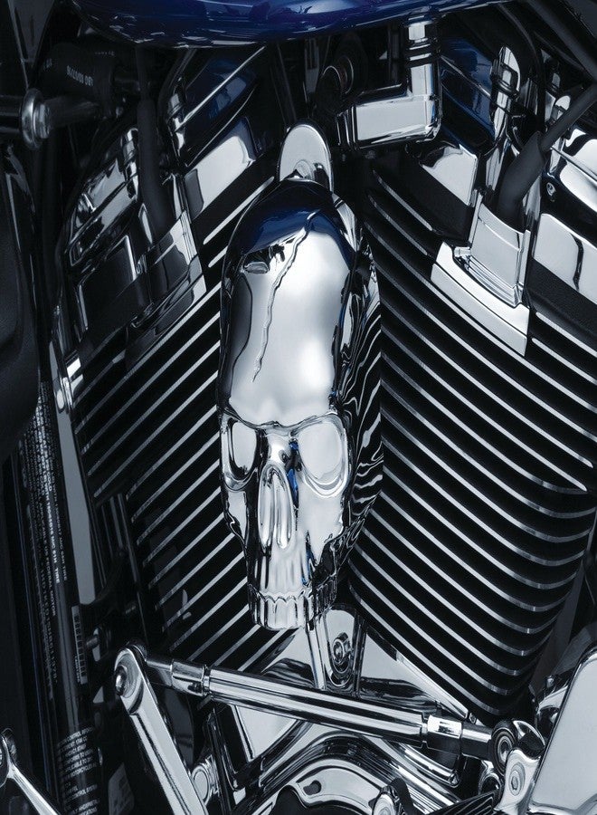Kuryakyn 5730 Motorcycle Accent Accessory: Skull Horn Cover for 2017-19 Harley-Davidson Motorcycles with Stock Waterfall Style Horn Cover, Chrome - Image 1