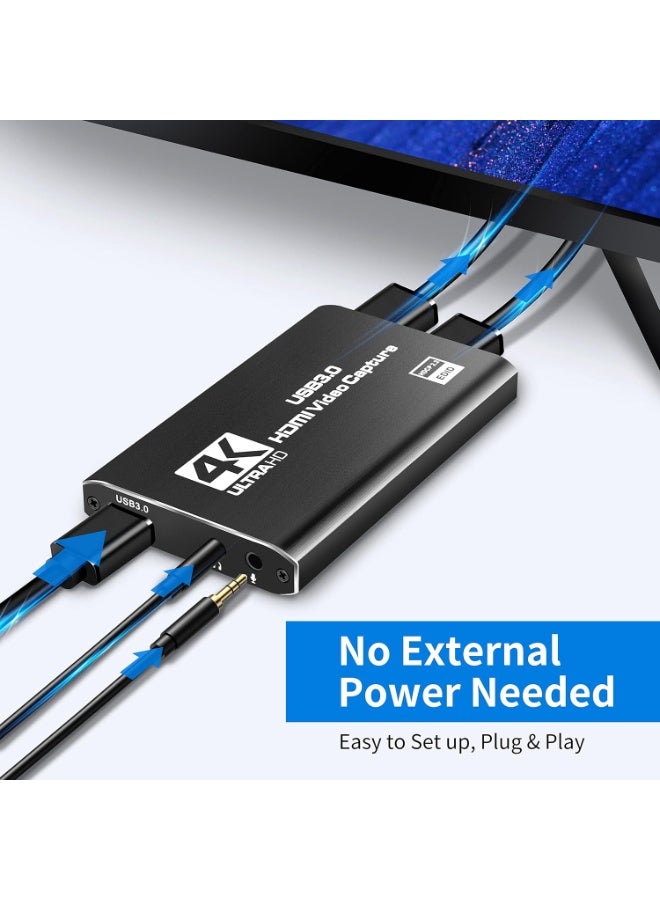 Koya USB 3.0 to HDMI and HDMI 4K UHD to USB 3.0 Game Capture Card for recording via DSLR camera, HDTV, PlayStation 4, Switch, Xbox One, Xbox 360, and more - Image 4