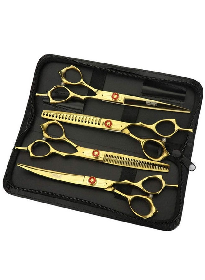 شاروندز مقص فراء متجر الحيوانات الأليفة 7 بوصة مقص من الفولاذ المقاوم للصدأ لتصفيف شعر الكلاب مقص تجميل (7 بوصة - 4 قطع) - Image 1