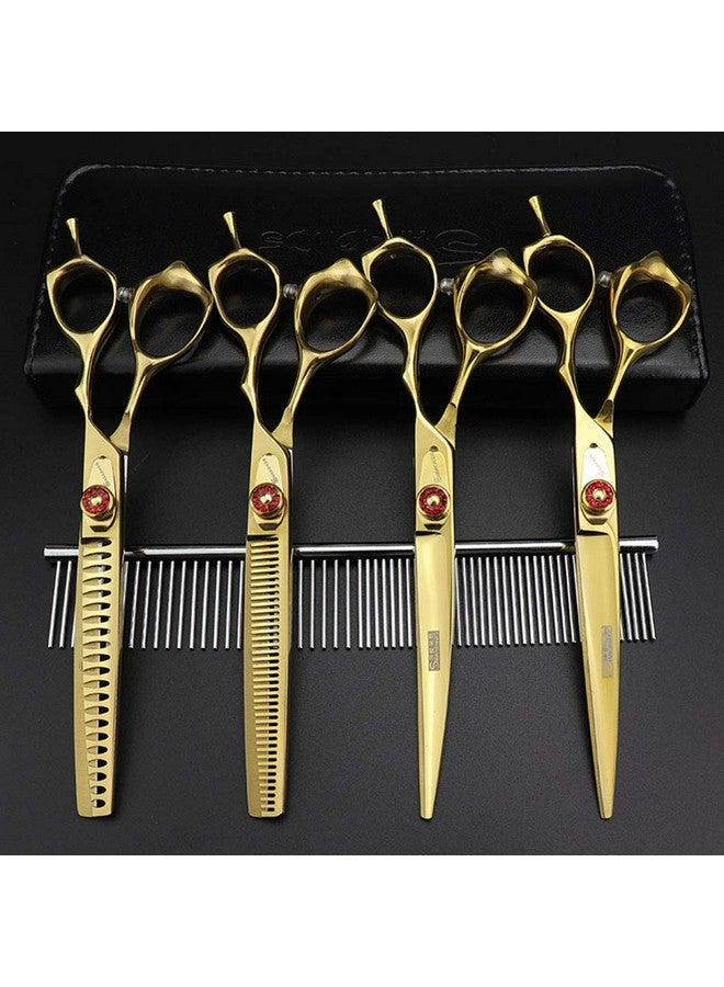 شاروندز مقص فراء متجر الحيوانات الأليفة 7 بوصة مقص من الفولاذ المقاوم للصدأ لتصفيف شعر الكلاب مقص تجميل (7 بوصة - 4 قطع) - Image 2